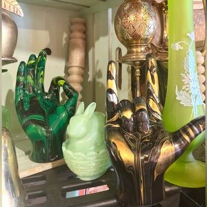 New! SET OF TWO 🖐️ Dipped Swirl Paint Resin Hands 👌🤘Simply Rad Decor HAND MADE ✋